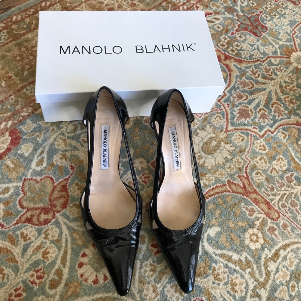 Manolo Blahnik Black Cutout Pumps